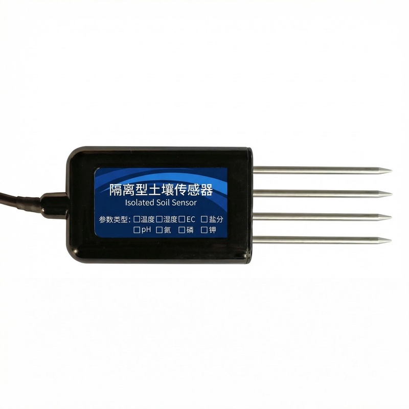 OHTS1020 isolated multi-parameter soil sensor main product view with four stainless steel probes and black housing
