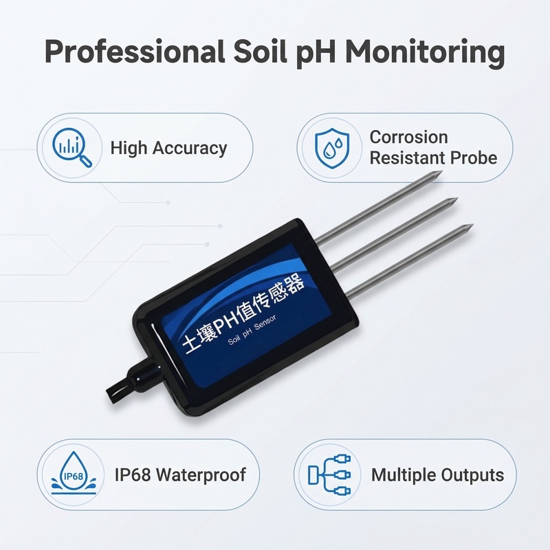 Professional soil pH monitoring features high accuracy corrosion resistant probe IP68 waterproof multiple outputs