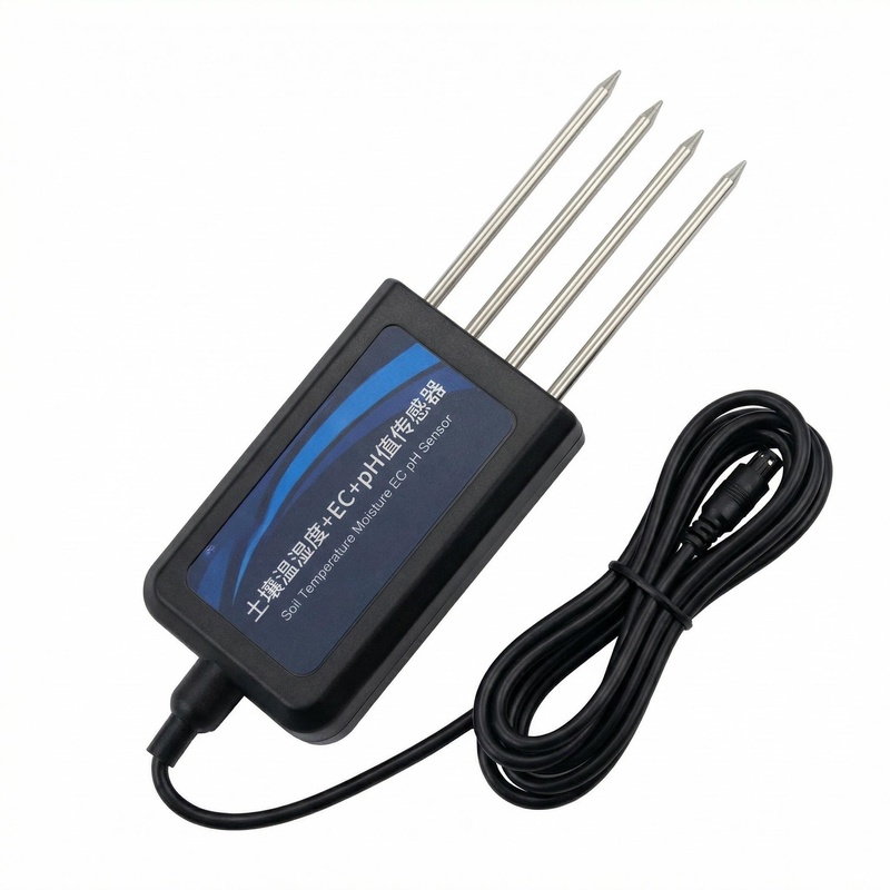 OHTS1024 soil multi-parameter sensor main product view with white background showing ABS housing and 316L stainless steel probes