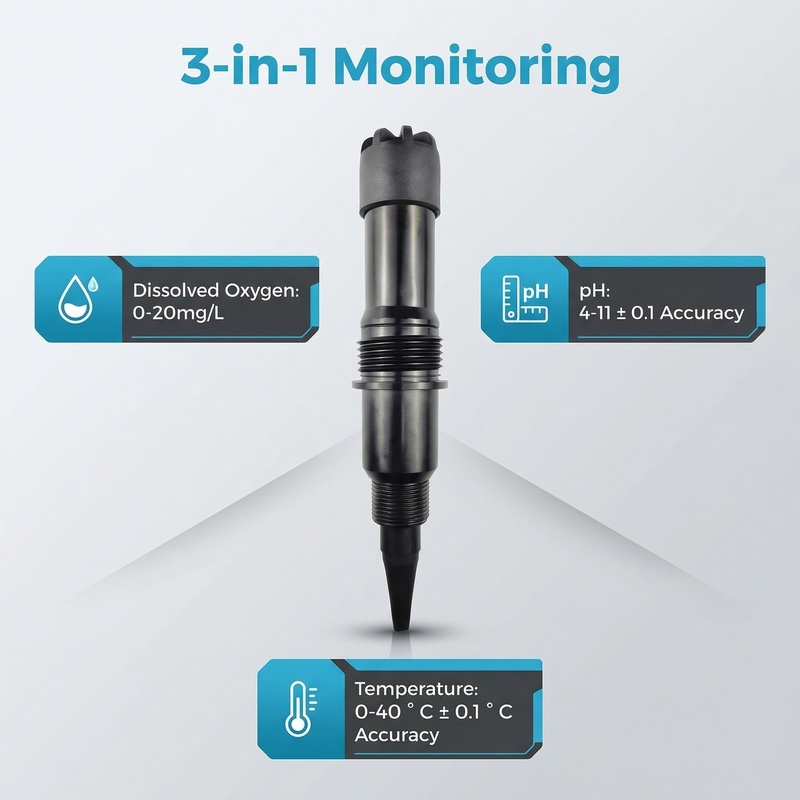 OHTS1031 sensor 3-in-1 multi-parameter monitoring capability showing dissolved oxygen pH and temperature measurement specifications