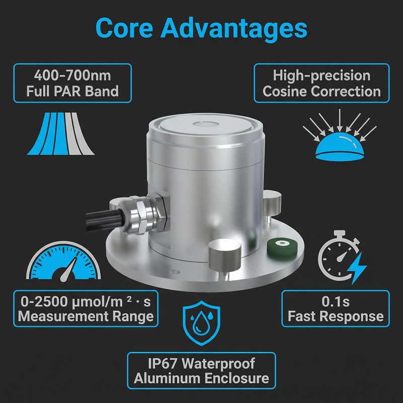 OHTS1094 PAR Sensor Core Advantages Including PAR Band Cosine Correction and IP67 Rating