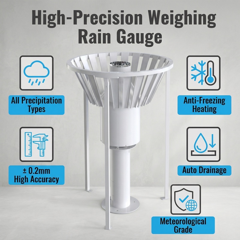 OHTS1099 Weighing Rain Gauge - Core advantages overview including all precipitation types anti-freezing high accuracy and meteorological grade
