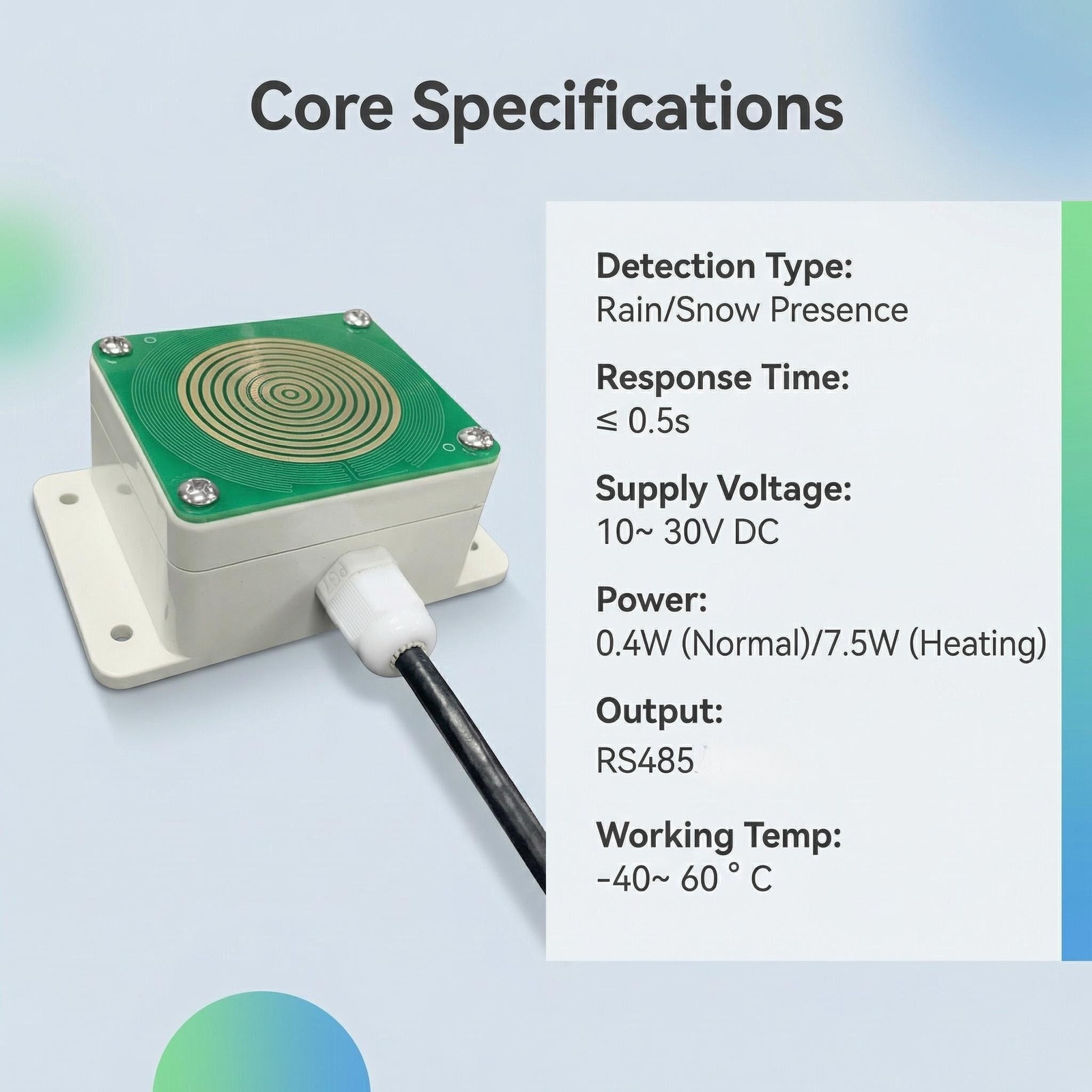 OHTS1121 Rain Snow Sensor Technical Specifications and Core Parameters