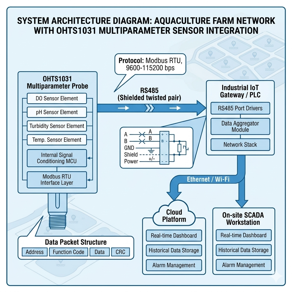 Multi-parameter monitoring system architecture with Modbus RTU integration