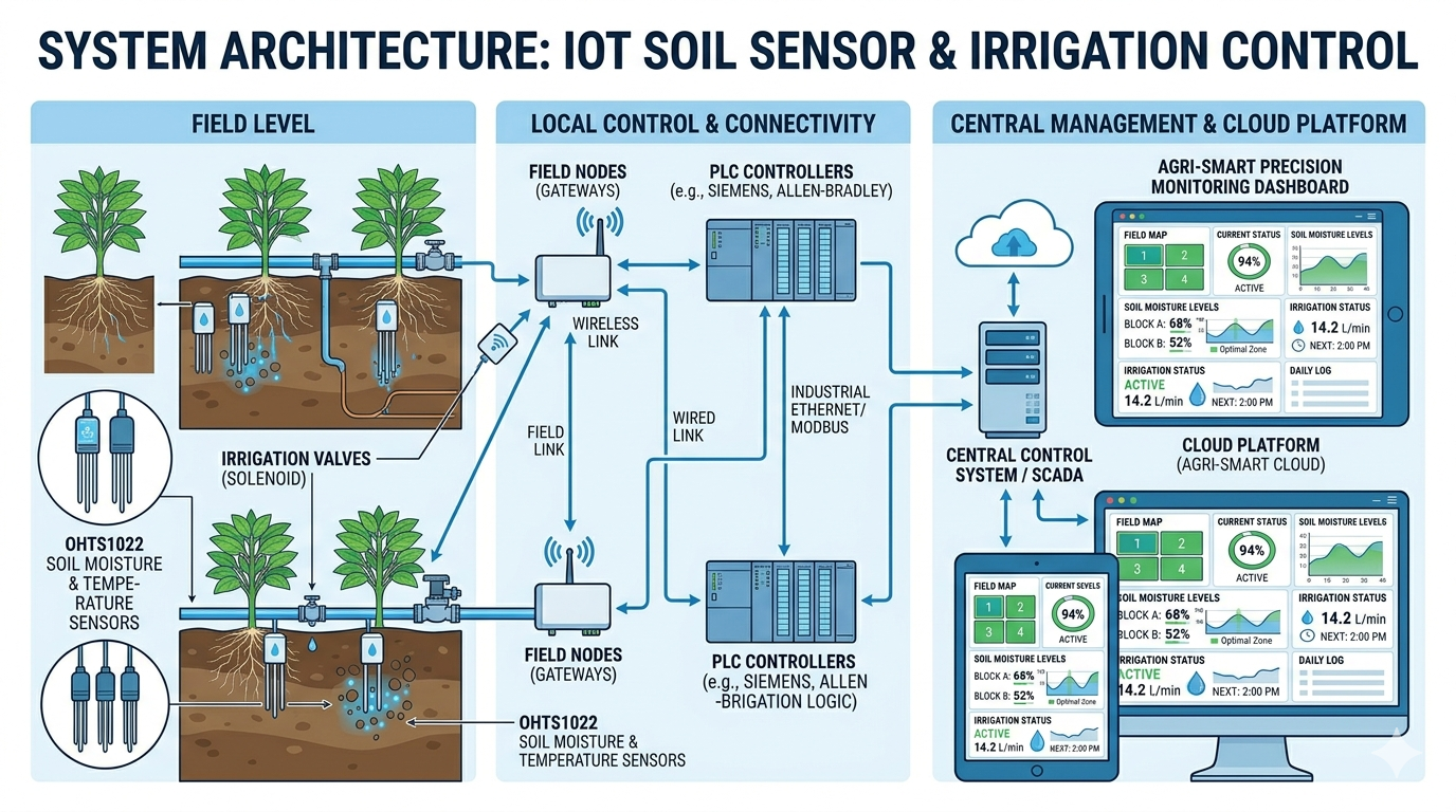 Irrigation monitoring system architecture diagram